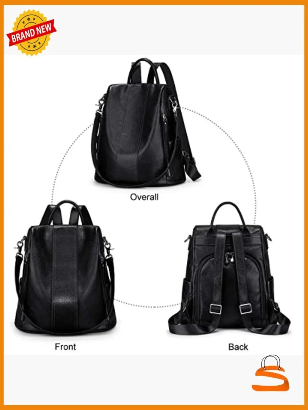 Leather Backpack Purse Women Anti-Theft Rucksack Satchel Shoulder Bag
